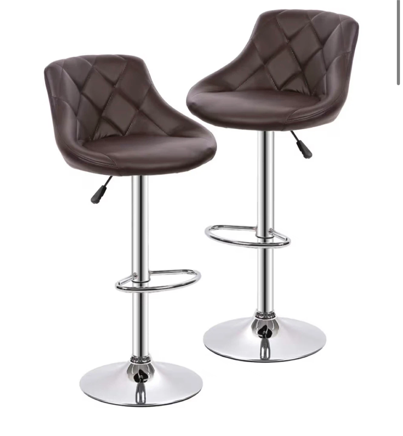 Set of 2 Brown Faux Leather Bar Stools