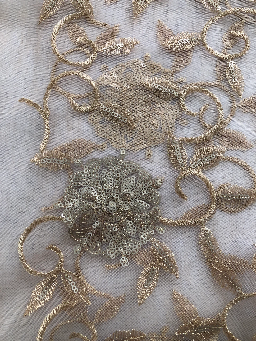Gold Embroidered Net dupatta with Sequins - photo 2