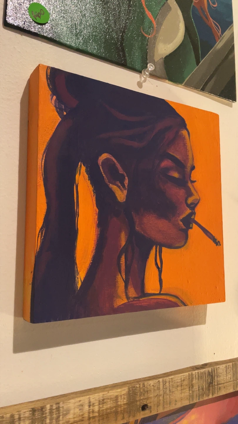 Original Painting: Woman with Cigarette