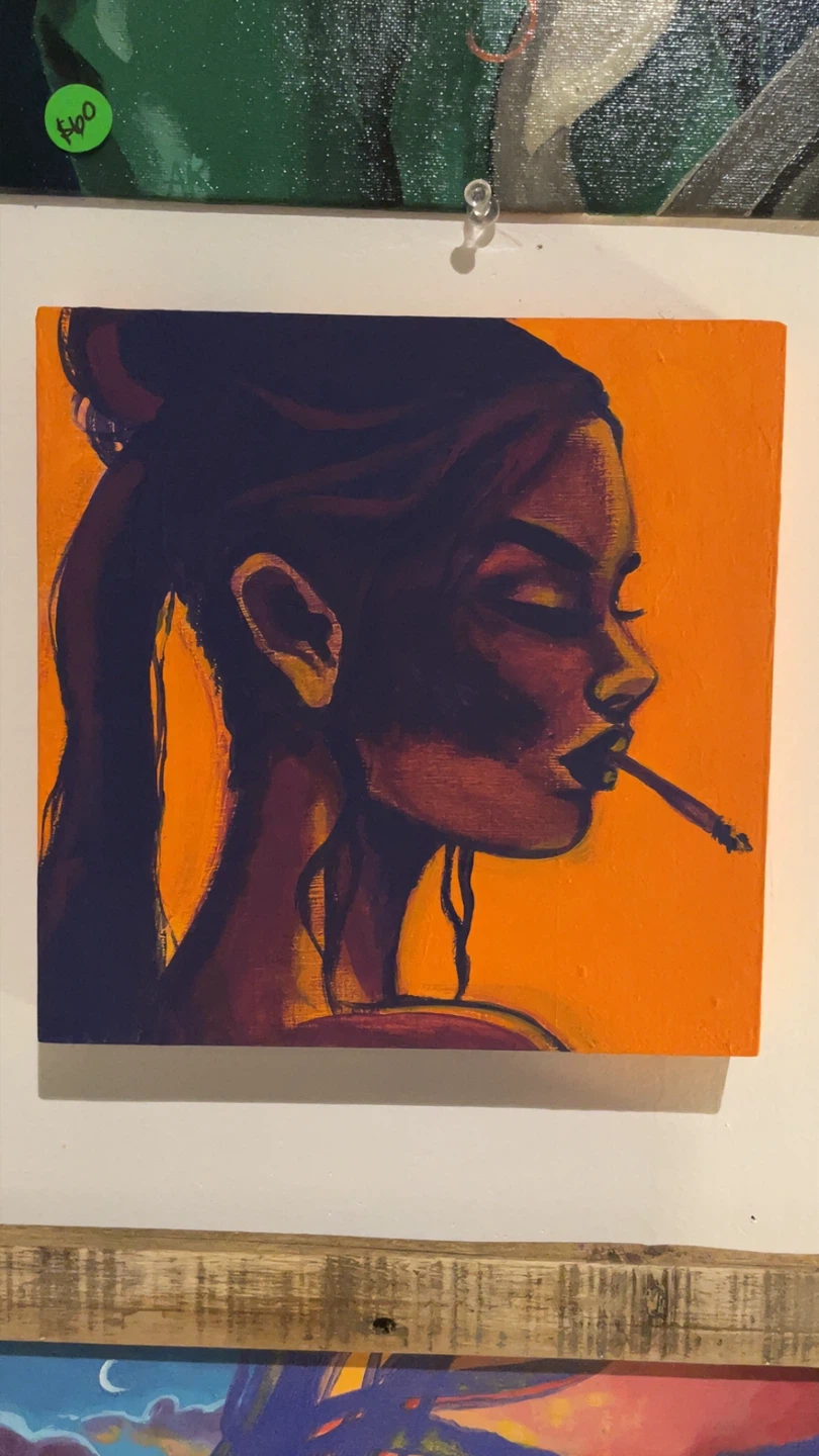 Original Painting: Woman with Cigarette - photo 2