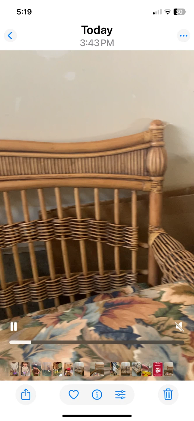 Wicker Loveseat with Floral Cushions - photo 4