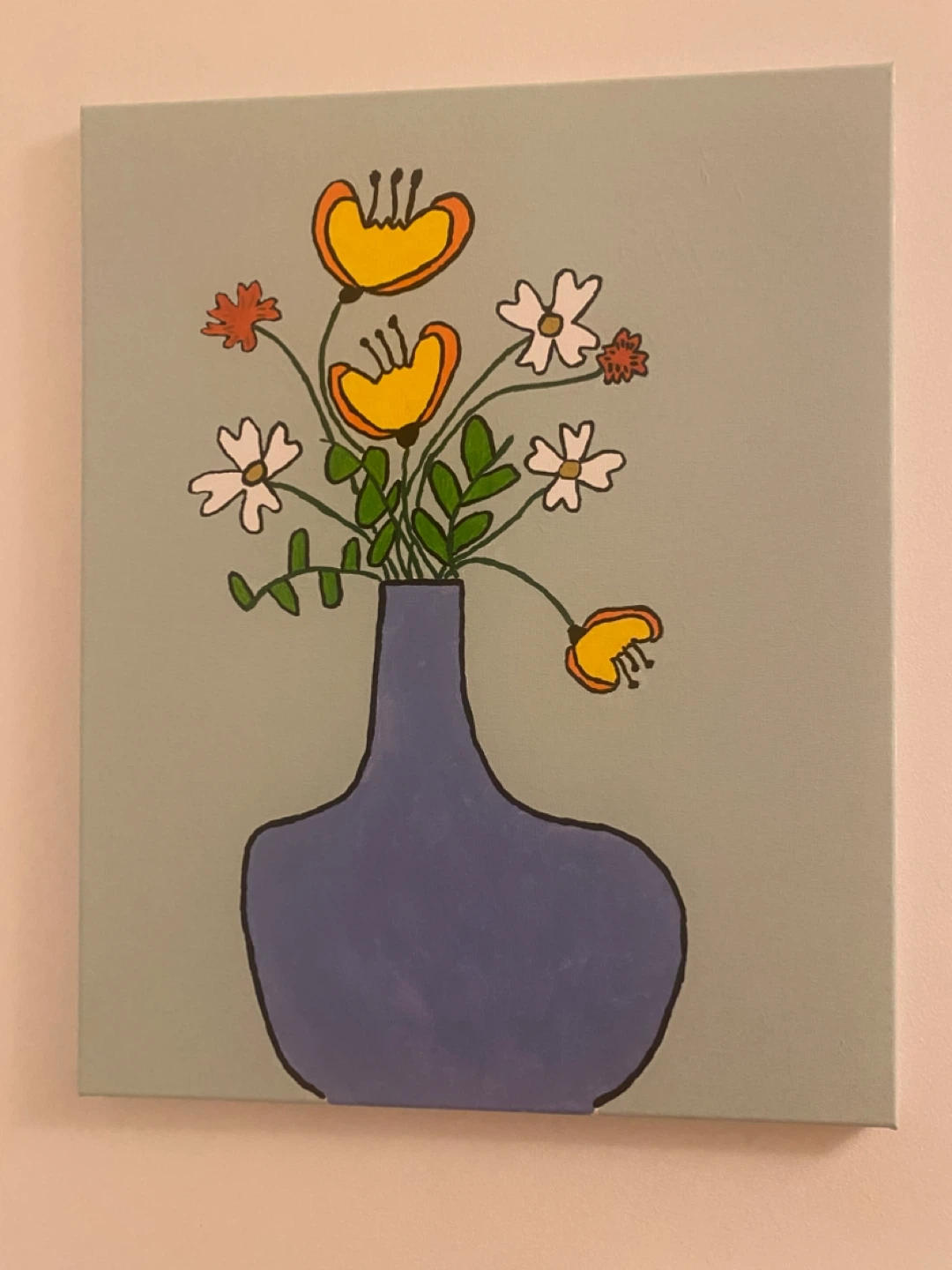 Canvas Painting of Flowers in a Vase