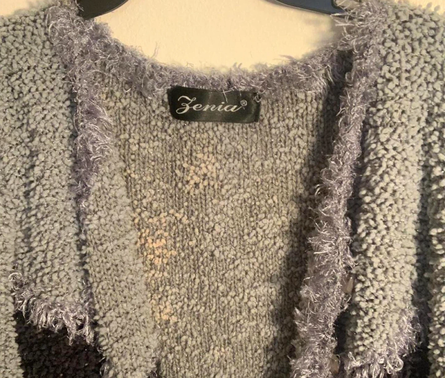 Grey & Black Patchwork Fuzzy Cardigan - photo 3