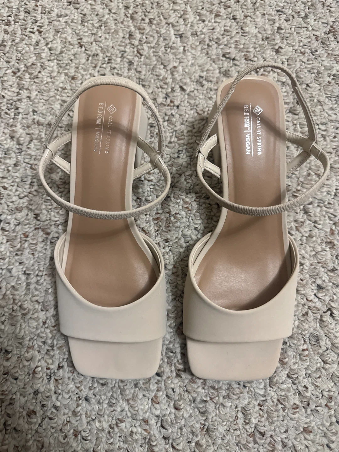 Call It Spring Women's Beige Block Heel Sandals