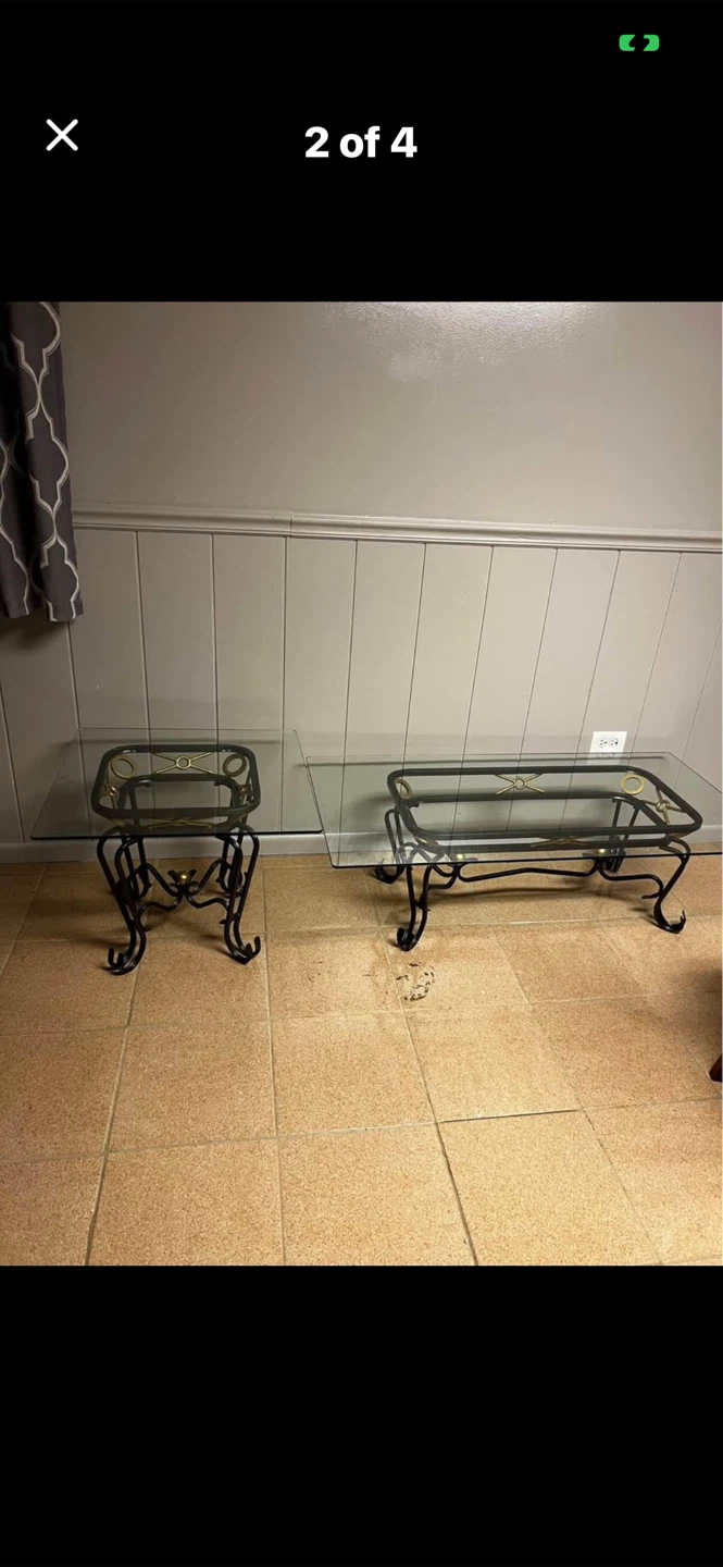 Glass and Metal Coffee Table Set