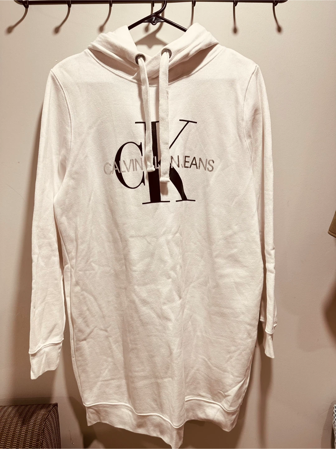 Calvin Klein Jeans White Hoodie Dress