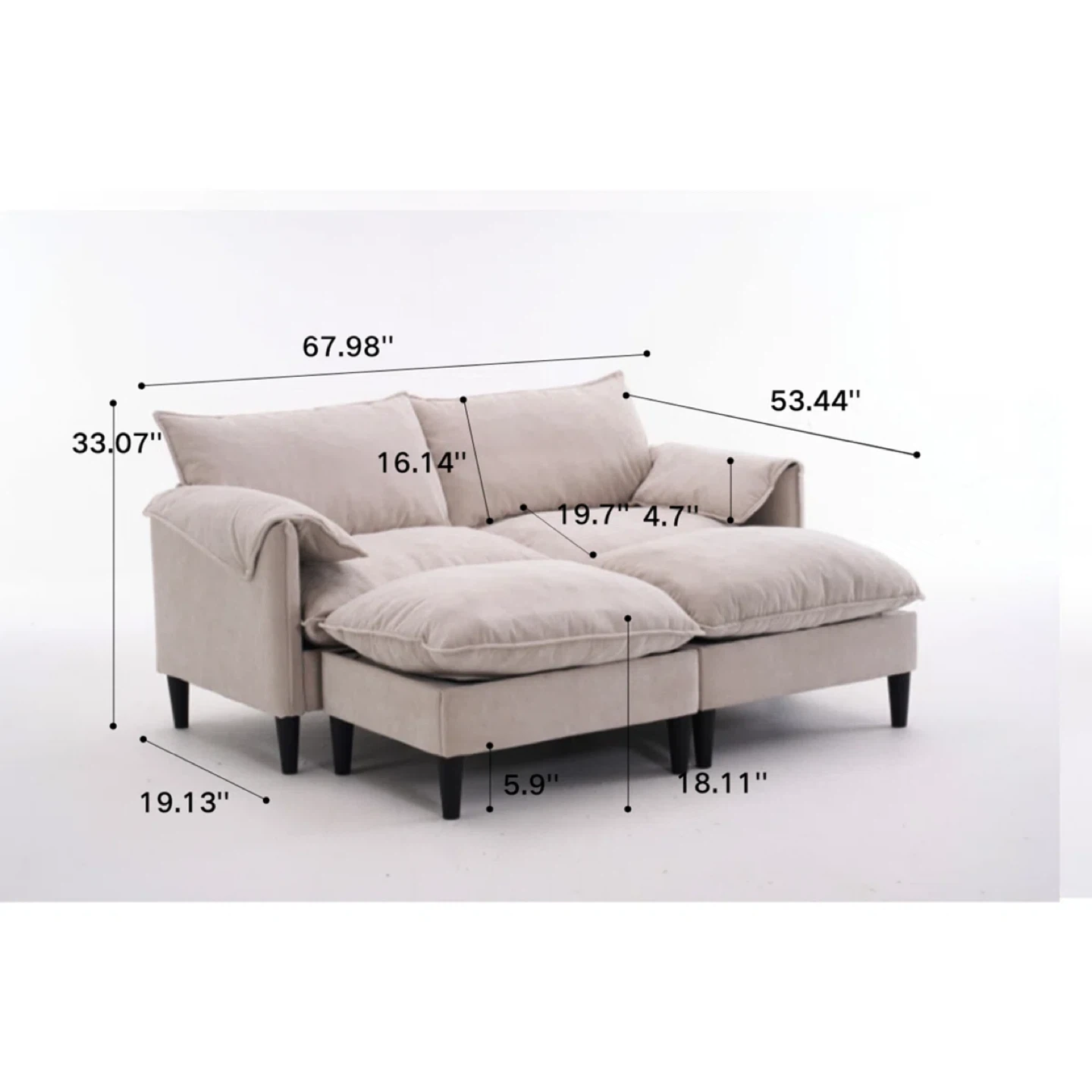 Loveseat with storage and footrest - photo 5