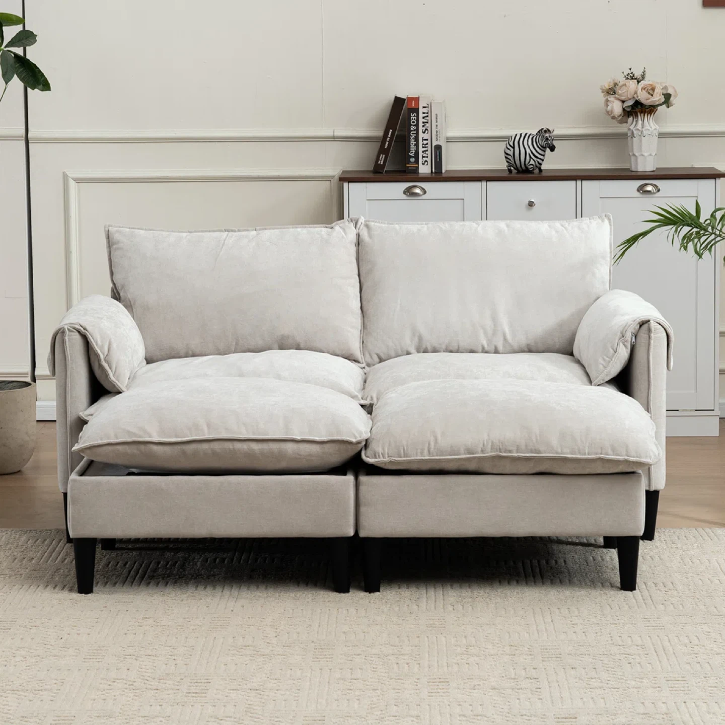 Loveseat with storage and footrest