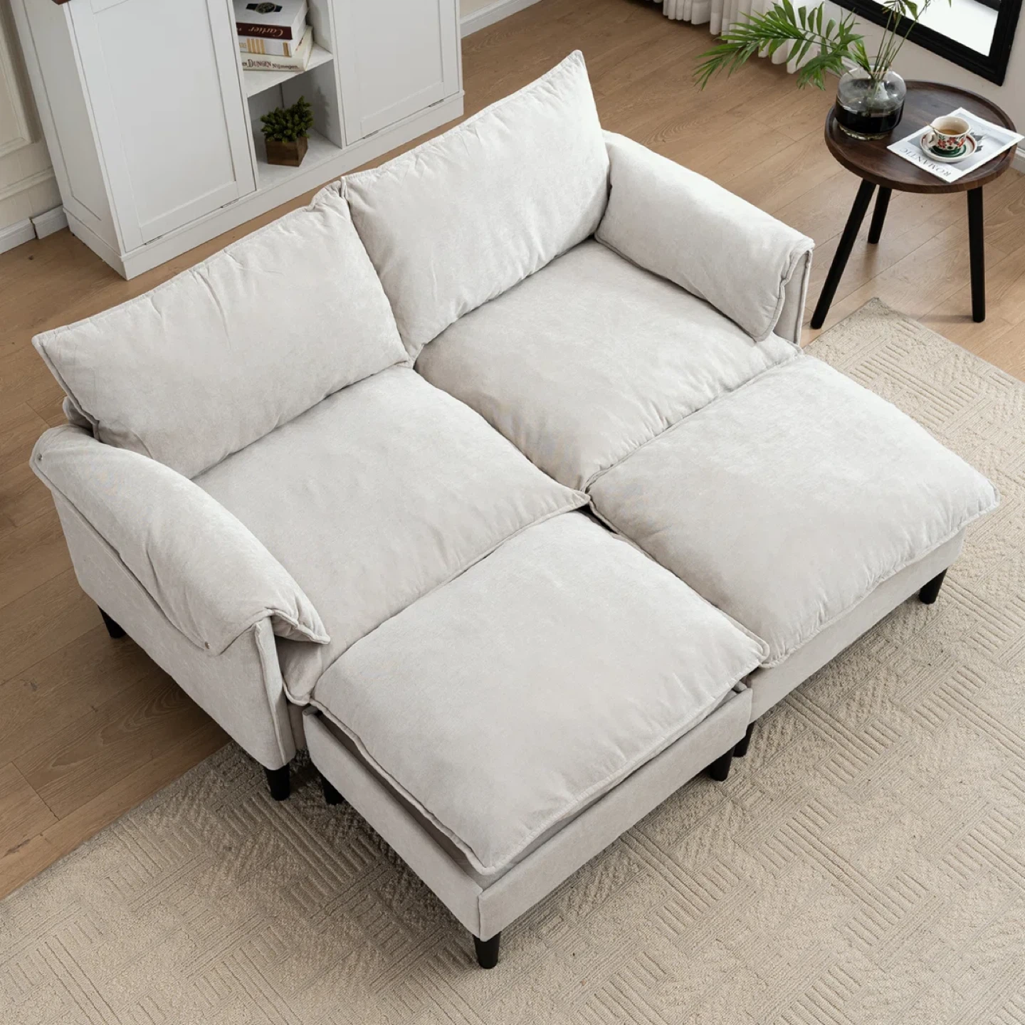 Loveseat with storage and footrest - photo 4