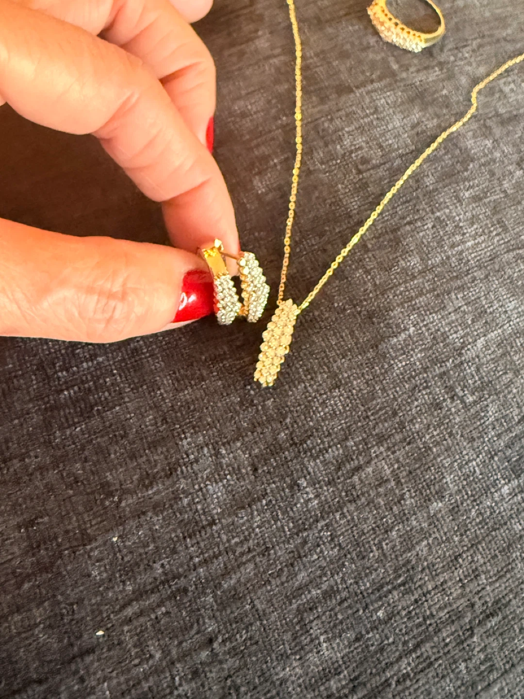 Dubai Gold 18K and Diamond  necklace, earrings and Ring  set - photo 2