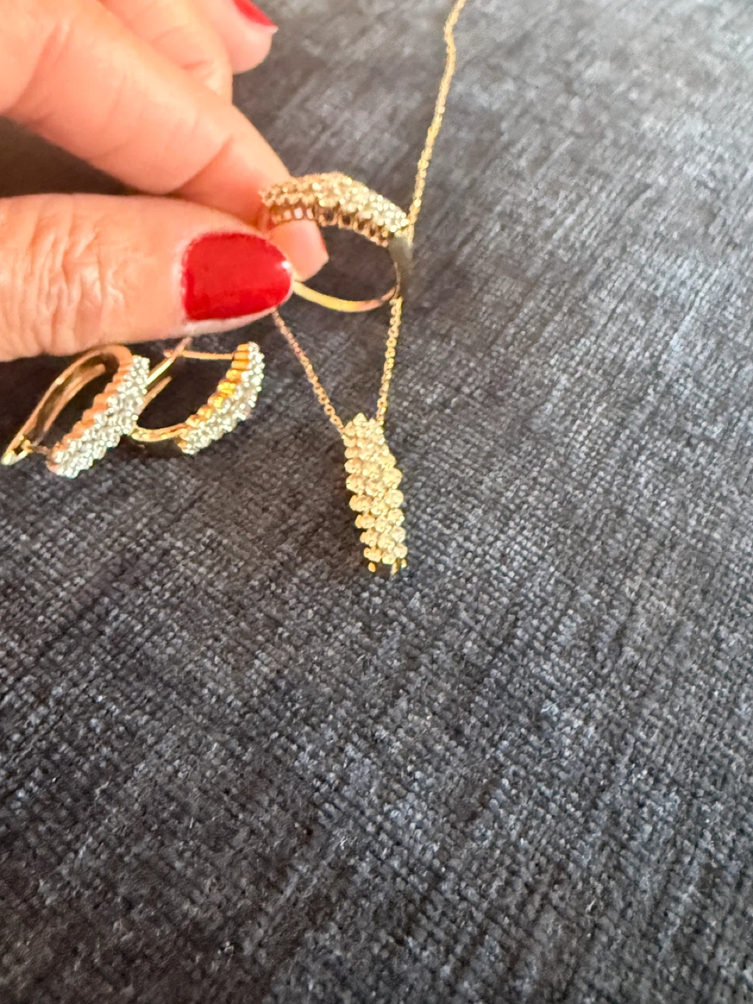 Dubai Gold 18K and Diamond  necklace, earrings and Ring  set - photo 3