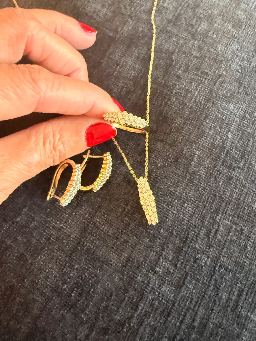 Dubai Gold 18K and Diamond  necklace, earrings and Ring  set - photo 4
