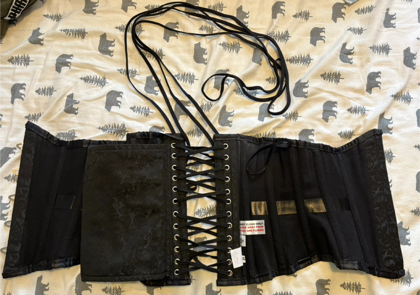 Black Brocade Corset – Steel Boned – Size 26 - photo 2