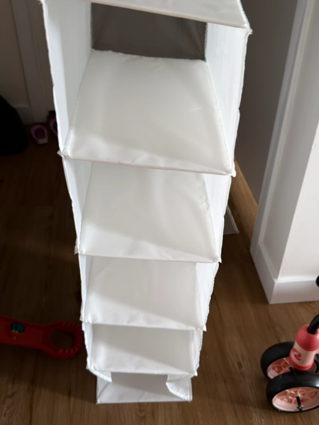 White Fabric Hanging Closet Organizer Shelves - photo 2