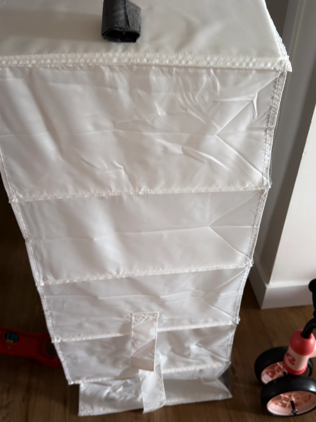 White Fabric Hanging Closet Organizer Shelves