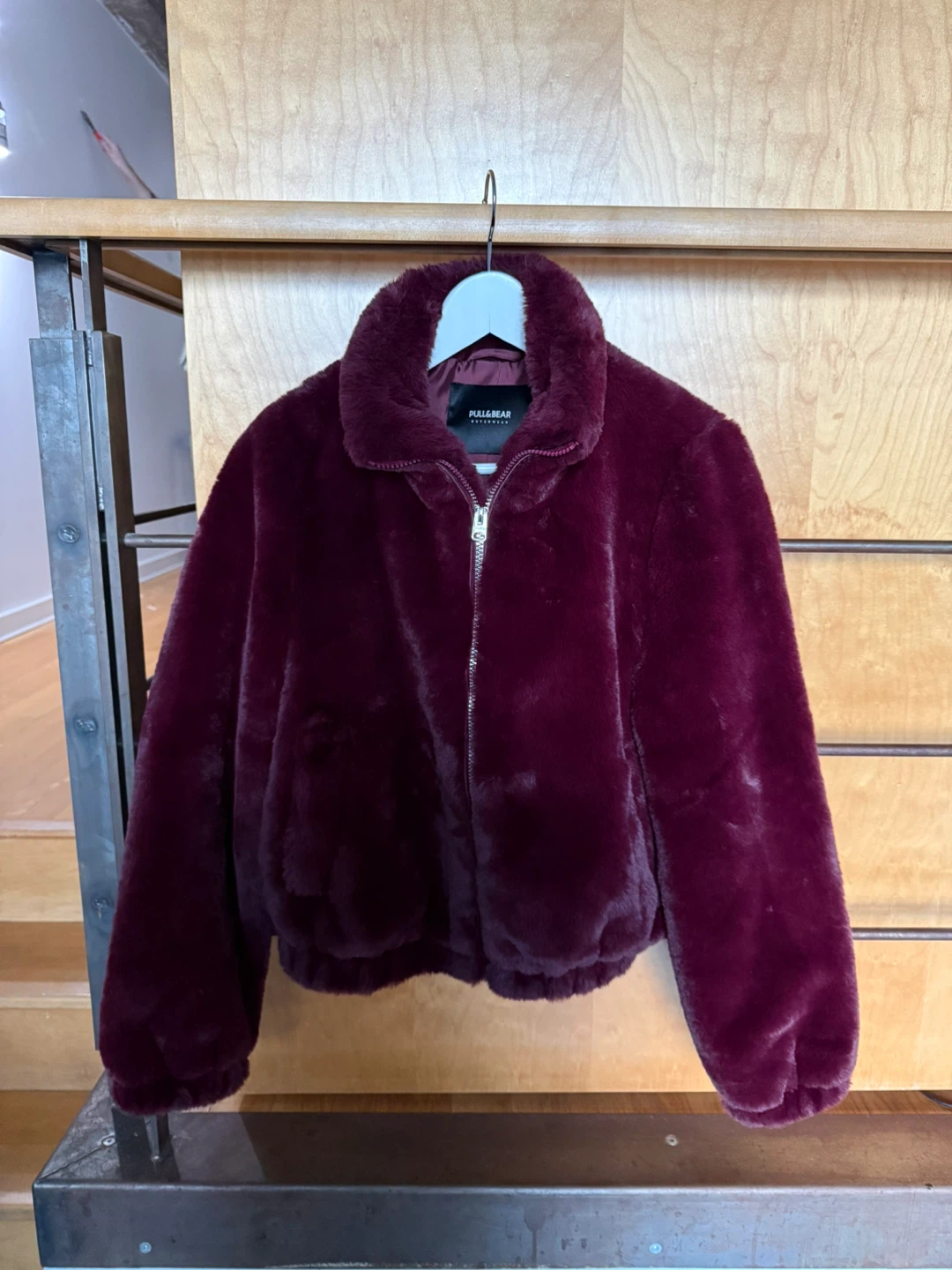 Pull & Bear Faux Fur Bomber Jacket