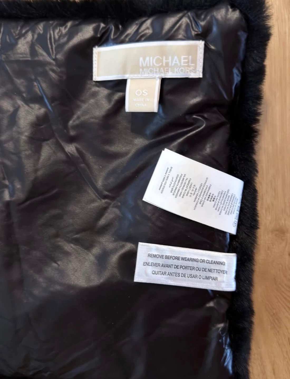 Michael Kors Black Faux Fur Scarf