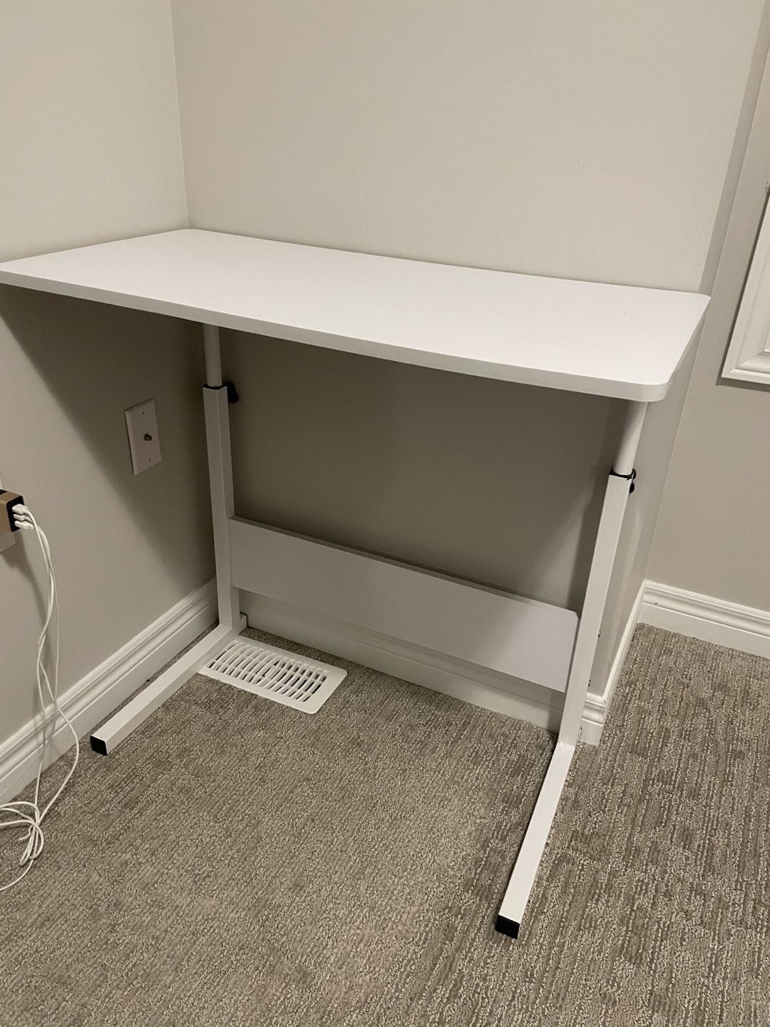 Adjustable Height White Desk