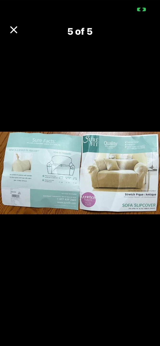 Sure Fit Stretch Pique Sofa Slipcover - Antique - photo 4