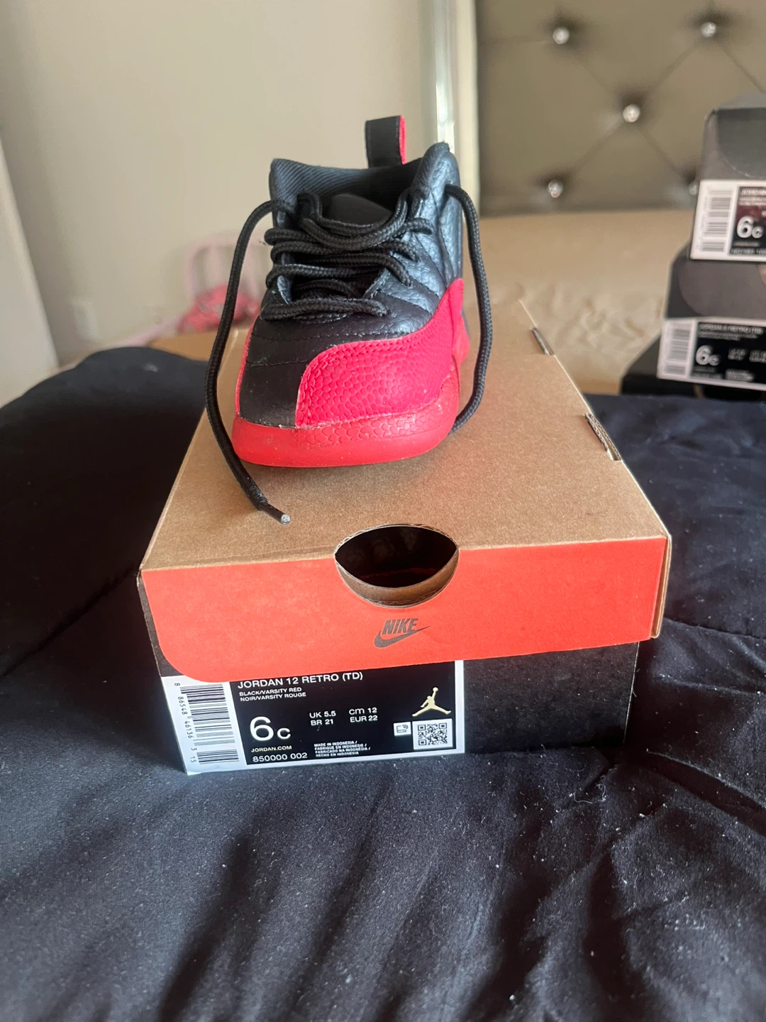 Jordan 12 Retro TD Toddler Shoes Black/Varsity Red 6c