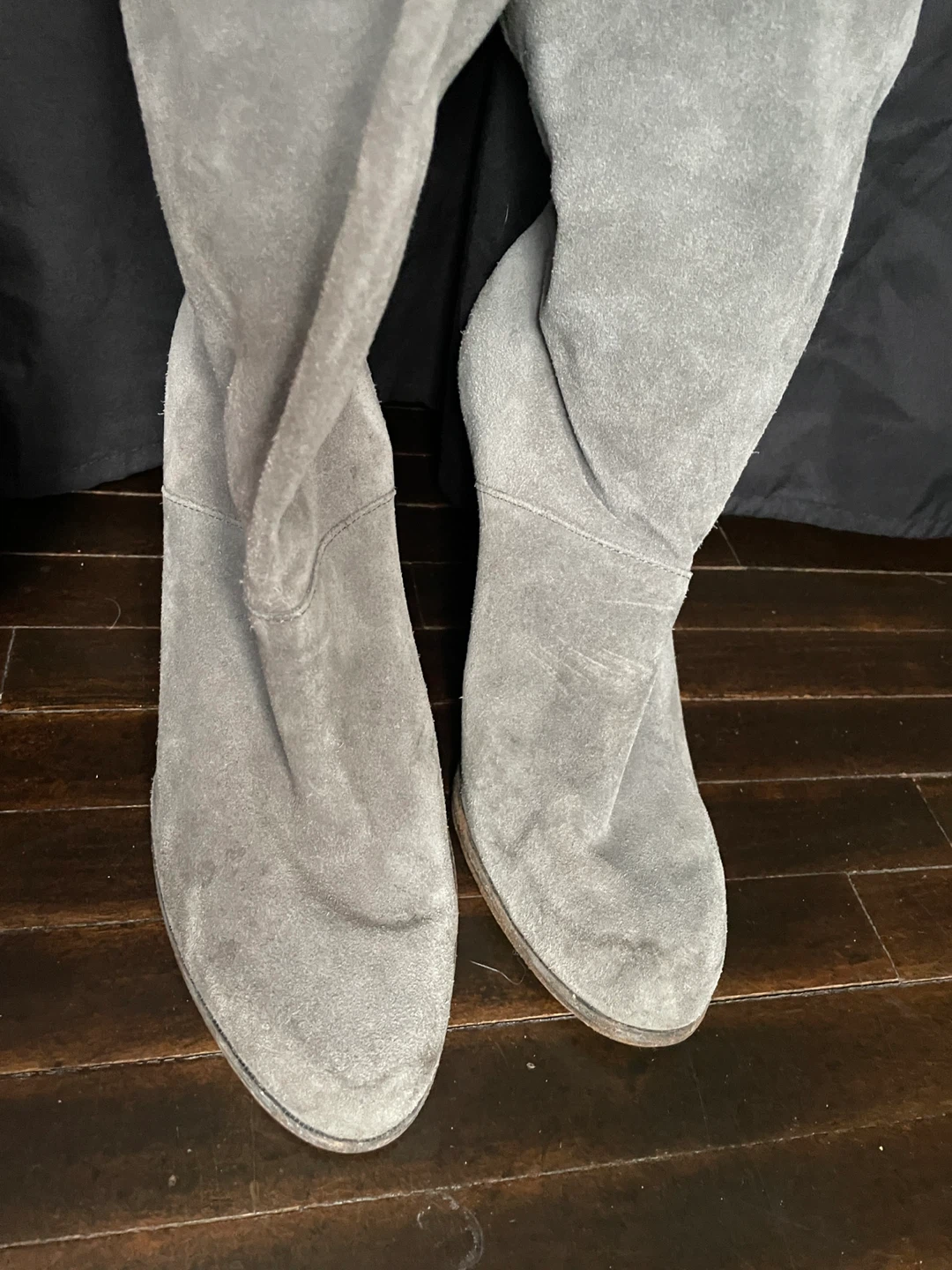 Grey Suede Heeled Boots - 8M - photo 2