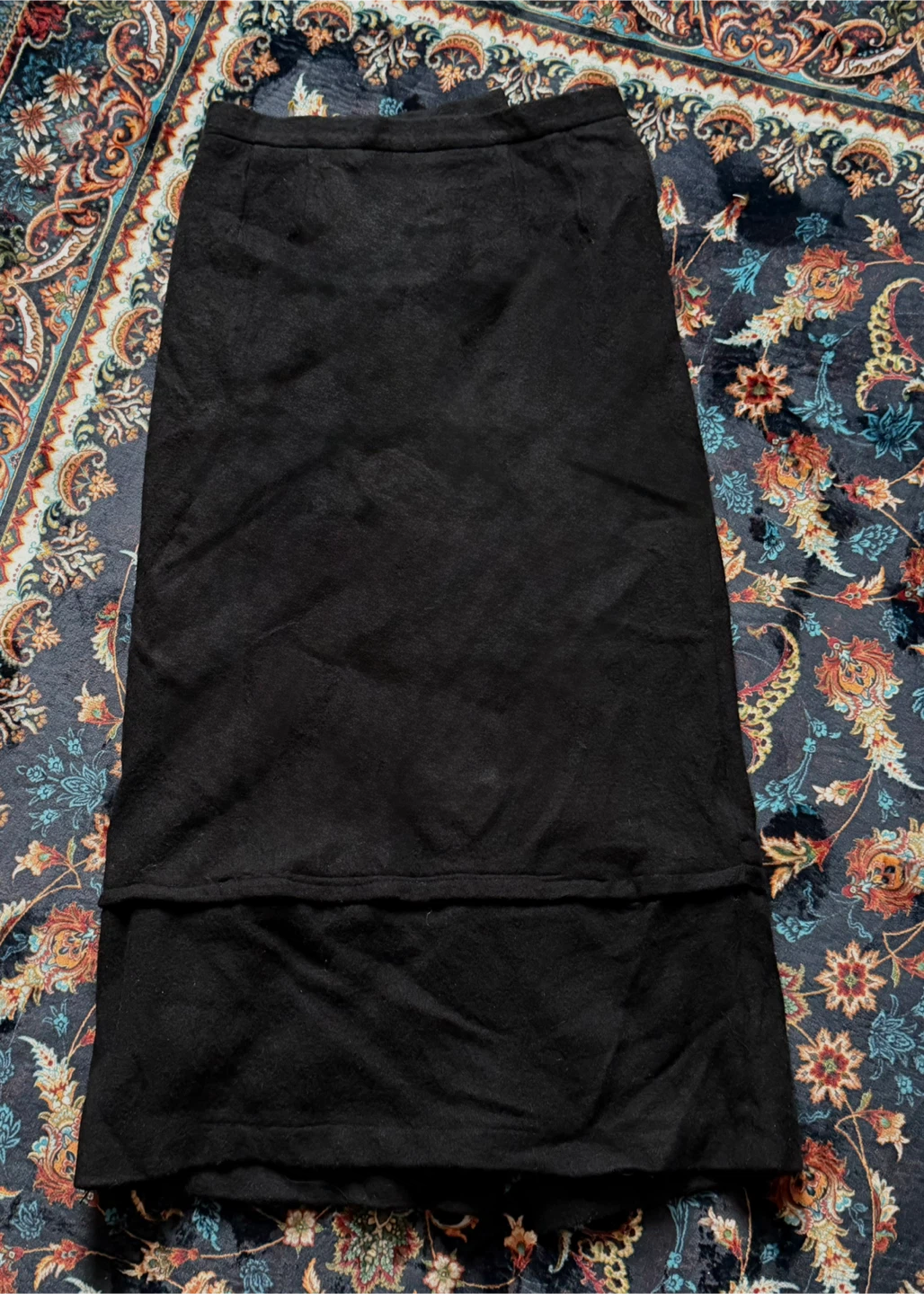 Black Wool Maxi Skirt