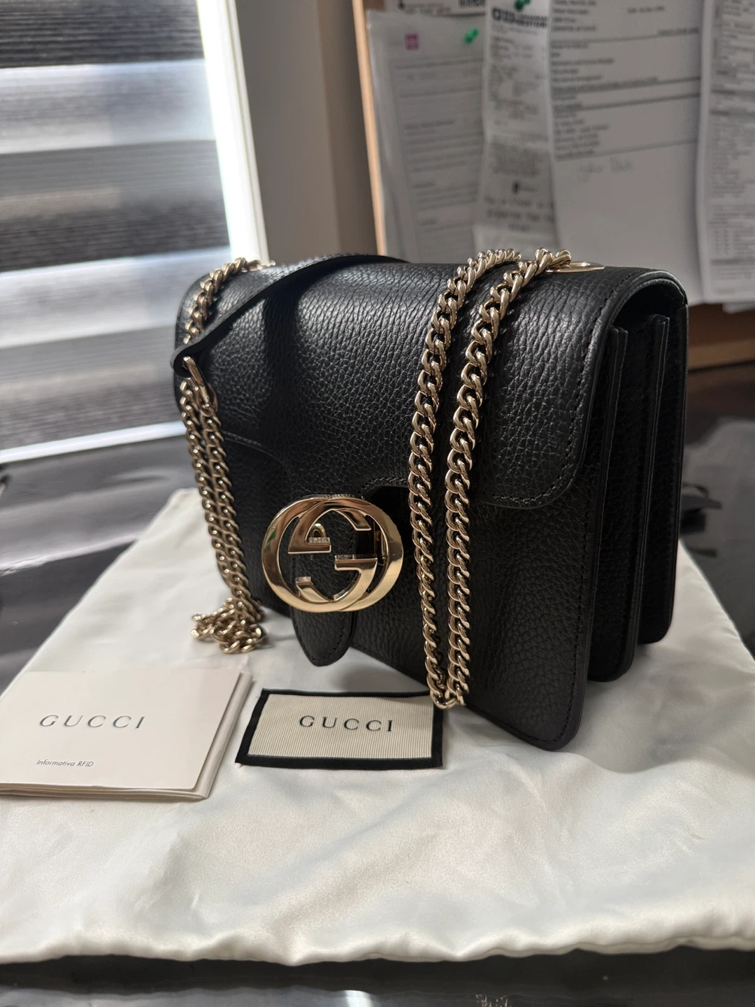 Gucci Black Leather Chain Shoulder Bag - photo 2