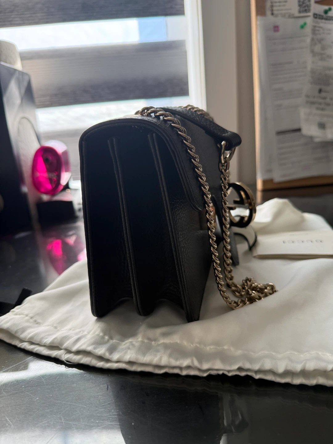 Gucci Black Leather Chain Shoulder Bag - photo 4