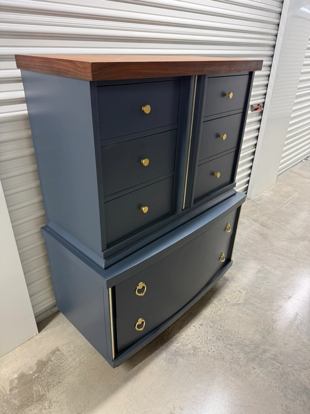 🚨Free Delivery NJ/NY Navy Blue Solid Wood Dresser - 8 Drawers - photo 2