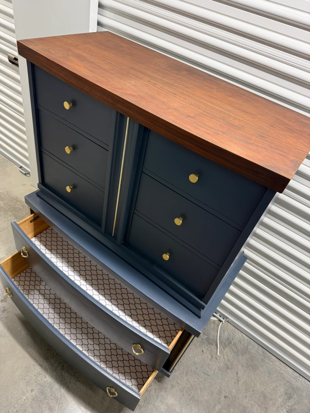 🚨Free Delivery NJ/NY Navy Blue Solid Wood Dresser - 8 Drawers - photo 4