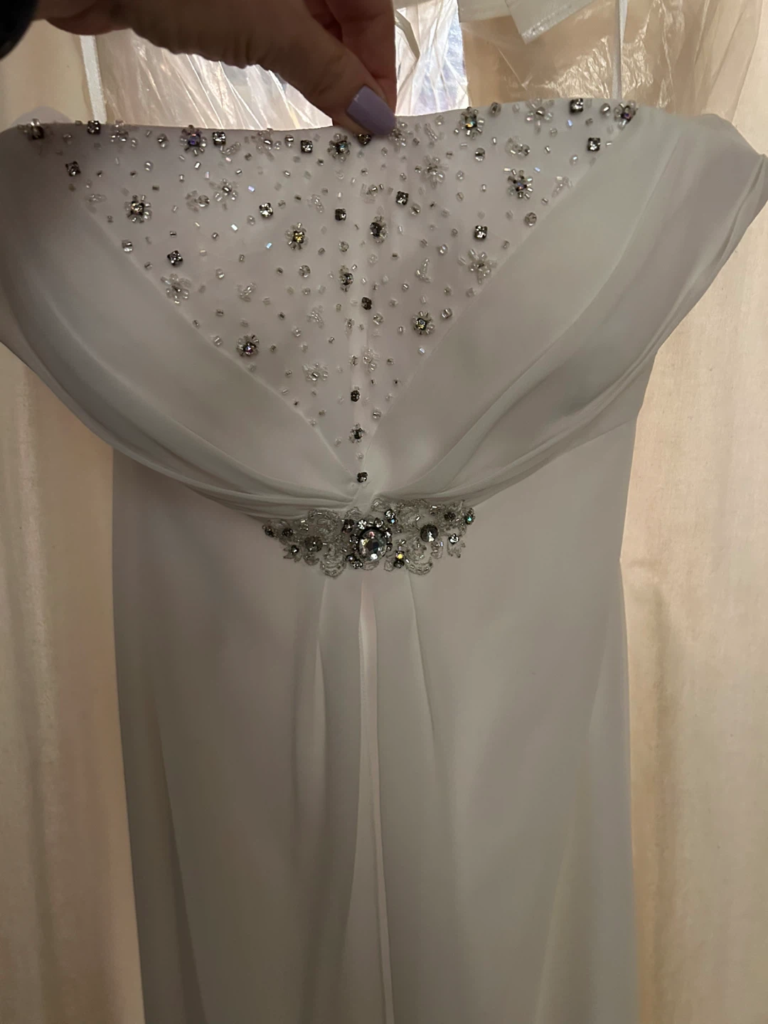 White Strapless Wedding Dress Size Large - photo 2