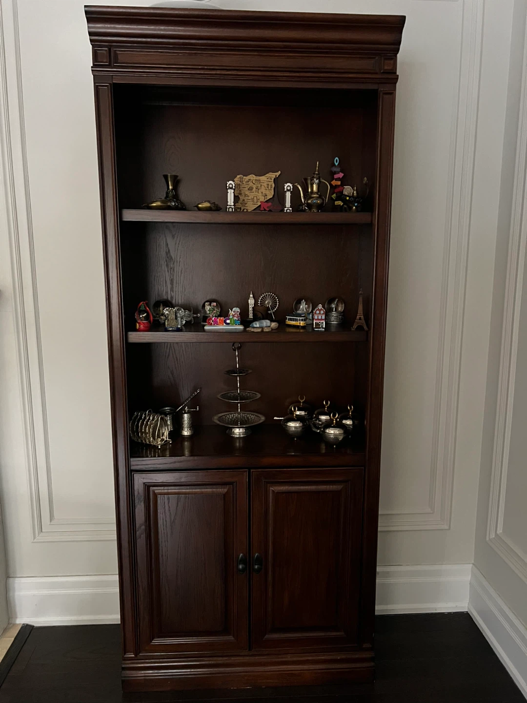 Dark Wood Bookshelf with Cabinet - photo 3