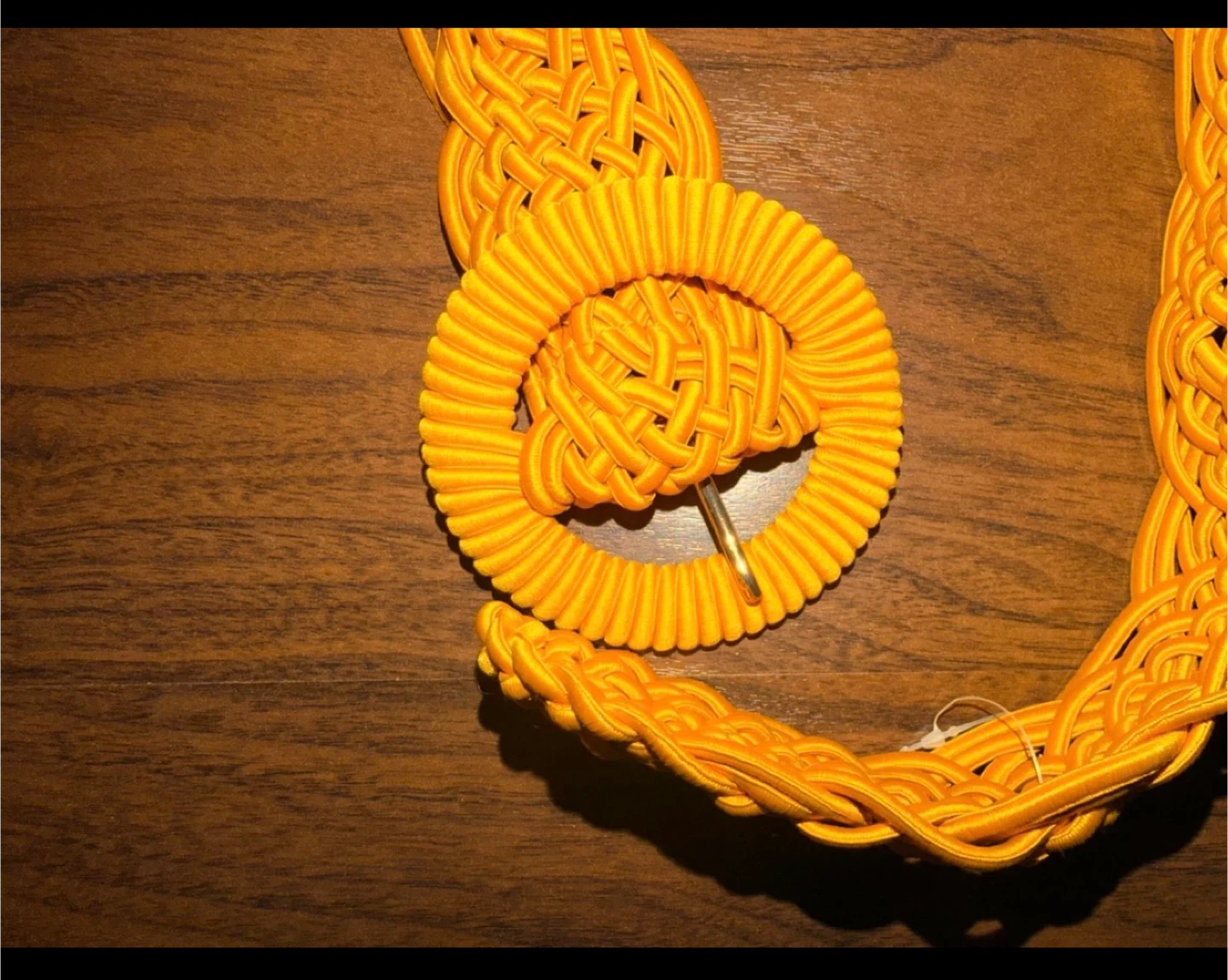 Woven Yellow Belt with Circular Buckle