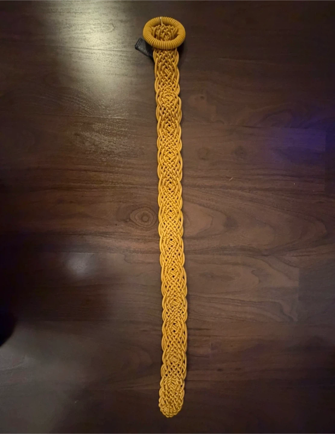 Woven Yellow Belt with Circular Buckle - photo 3