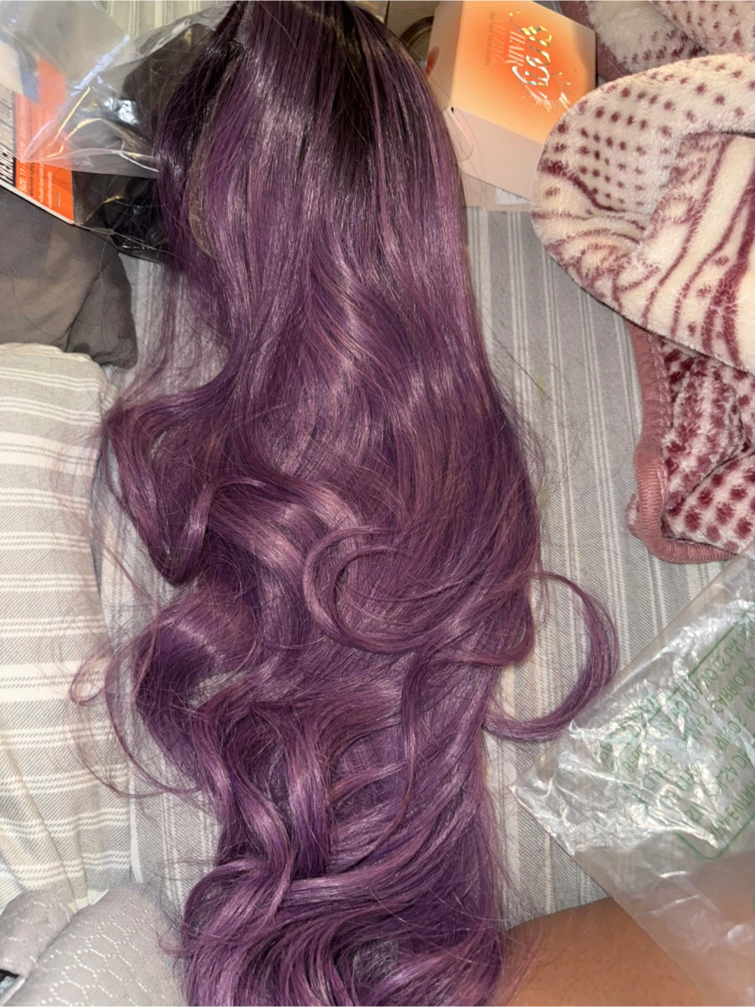 Purple Ombre Wavy Long Wig