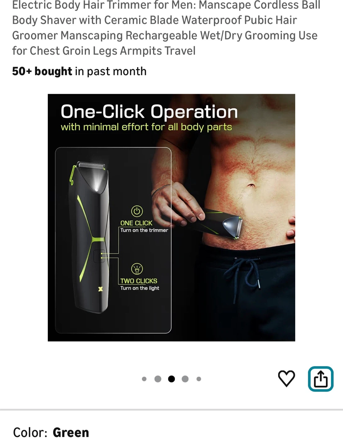 Brand New Electric Body Hair Trimmer - Green - photo 3