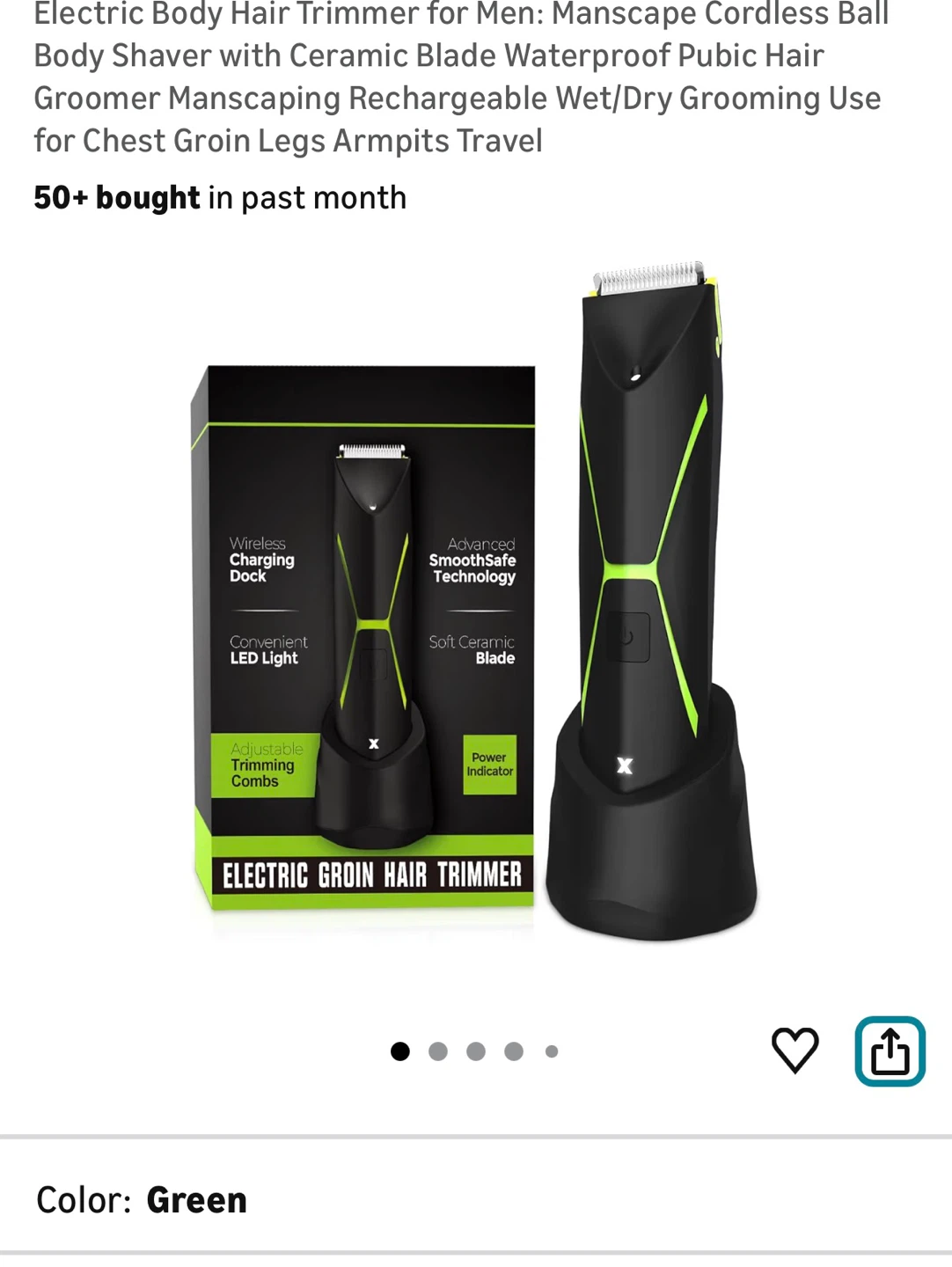 Brand New Electric Body Hair Trimmer - Green