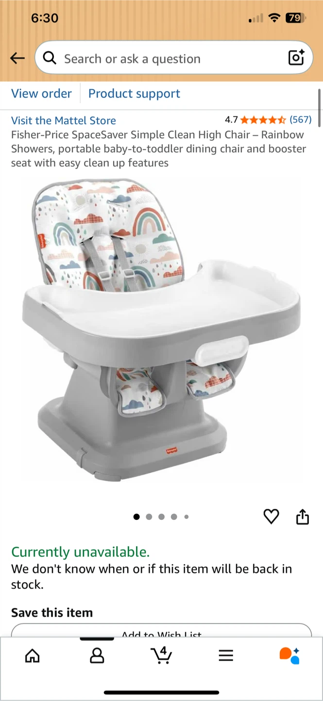 Fisher-Price High Chair with Cushion and Tray