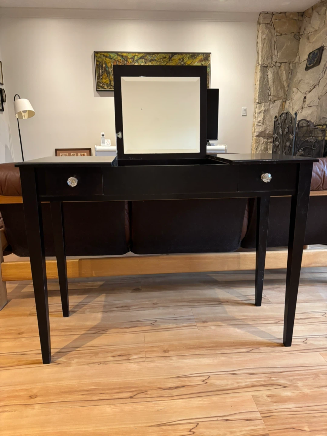 Dark wood vanity