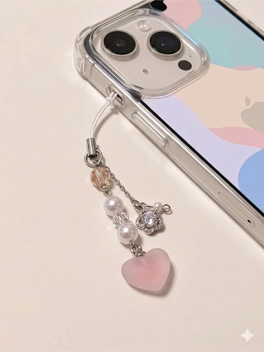 Cute handmade pink heart phone strap🤍 - photo 2