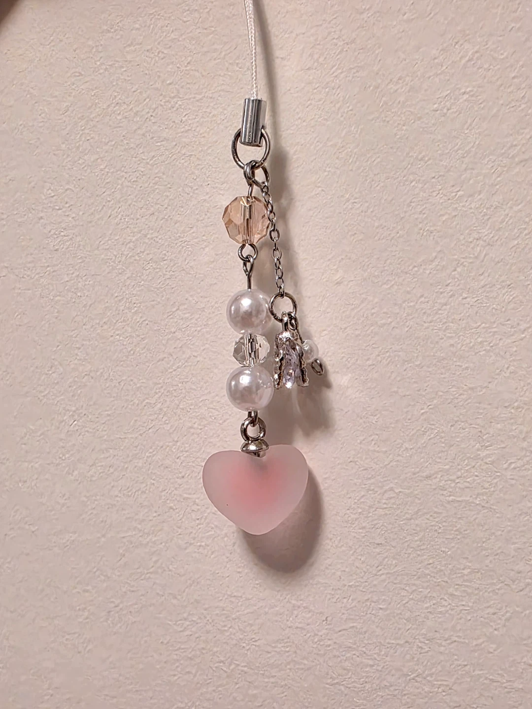 Cute handmade pink heart phone strap🤍 - photo 3