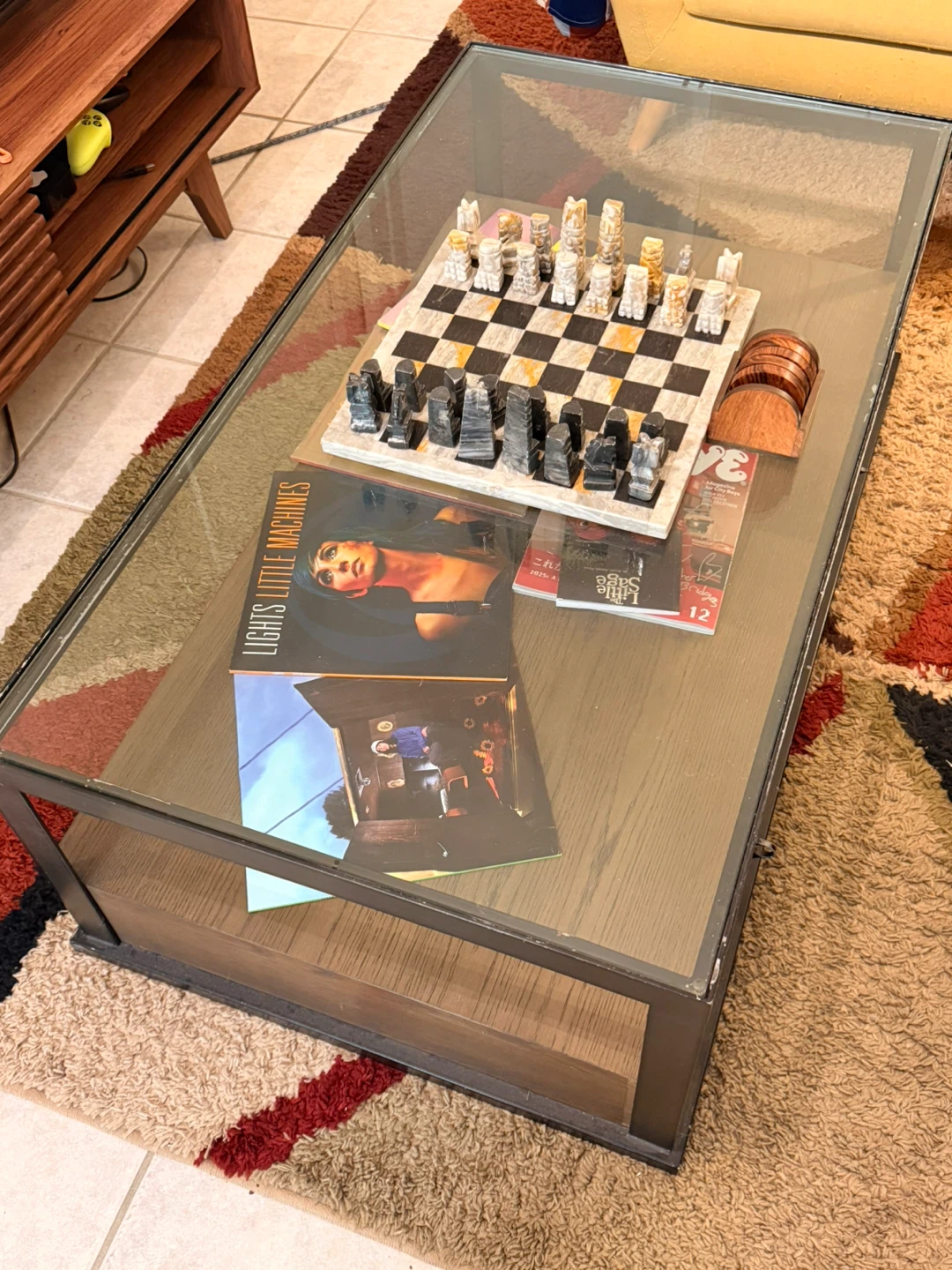Glass top coffee table with drawers - photo 2