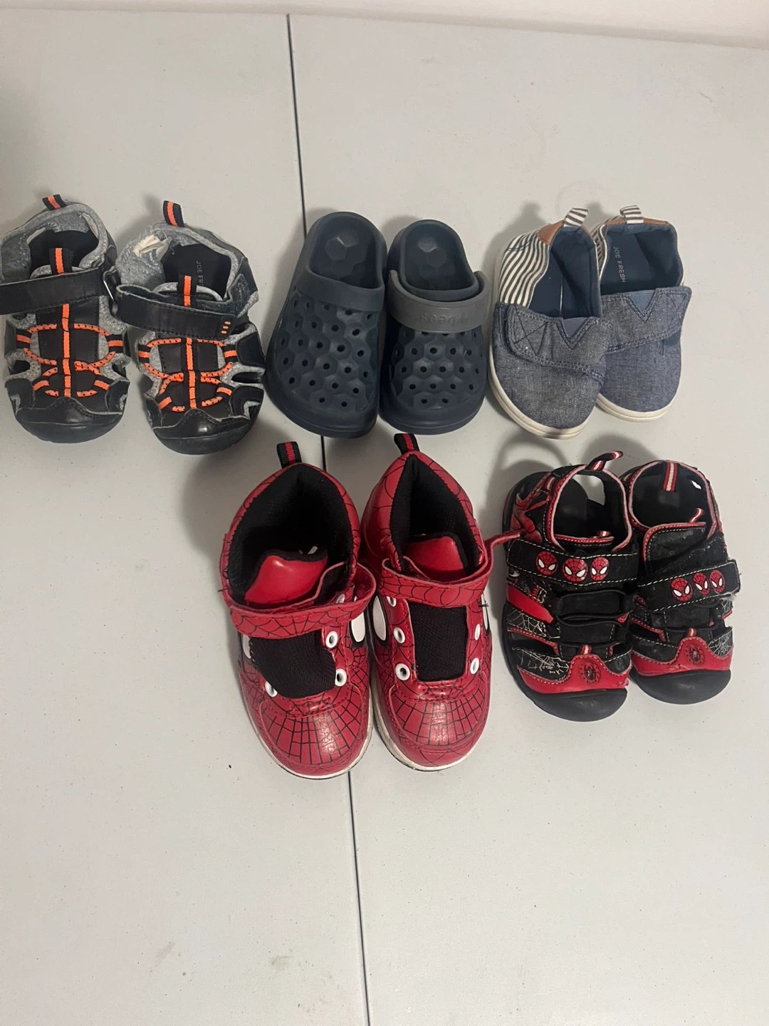 Kids Shoes Bundle - Spiderman, Clogs, & Sneakers