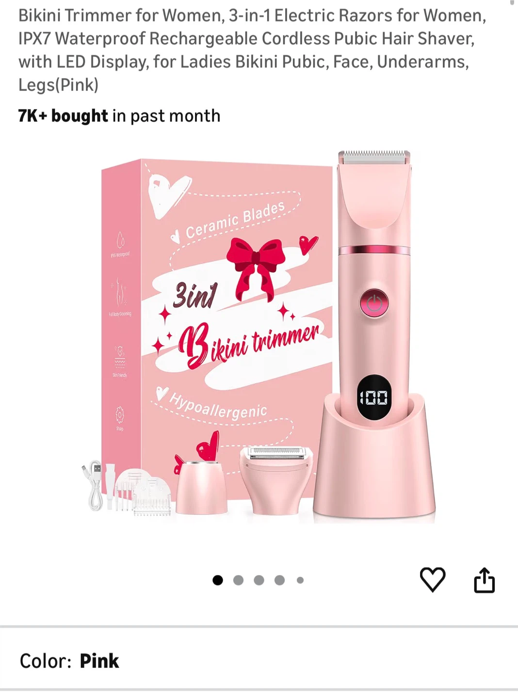 Brand New Pink 3-in-1 Electric Razor