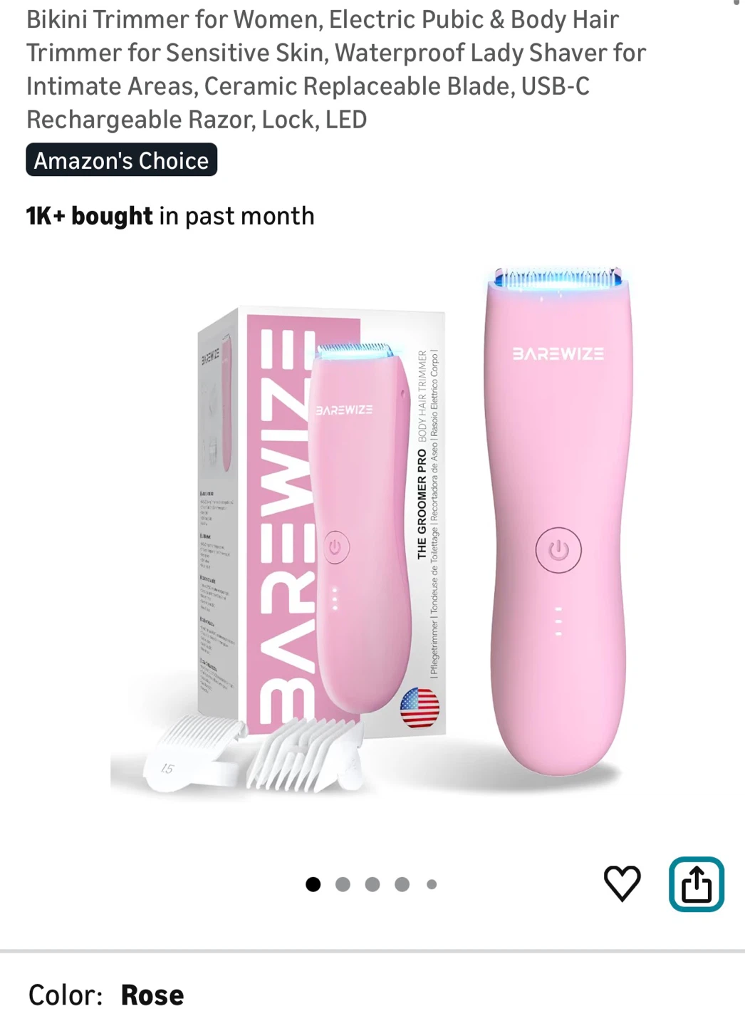 Brand New Electric Bikini Trimmer - Rose