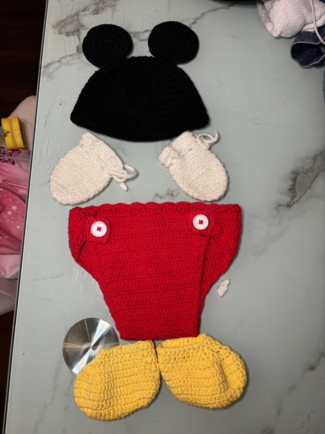 Crocheted Mickey Mouse Inspired Baby Costume Set - photo 2