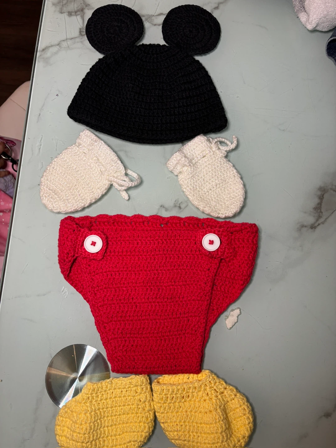 Crocheted Mickey Mouse Inspired Baby Costume Set - photo 3