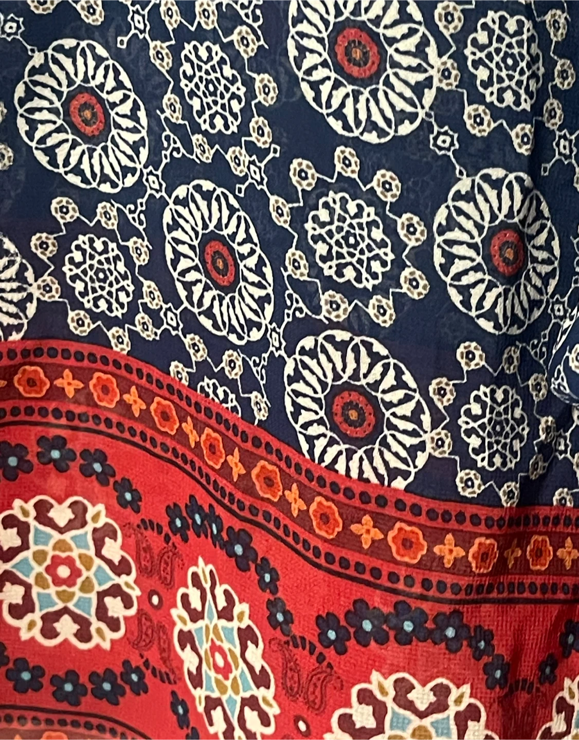 Women's Kimono Cardigan Navy Red Floral Print - photo 3