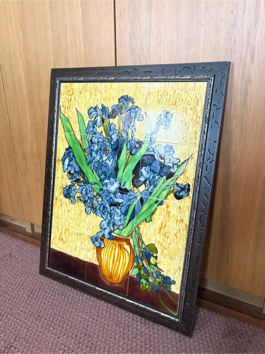 Framed Iris Flowers ceramic tile Van Gogh Wall Art