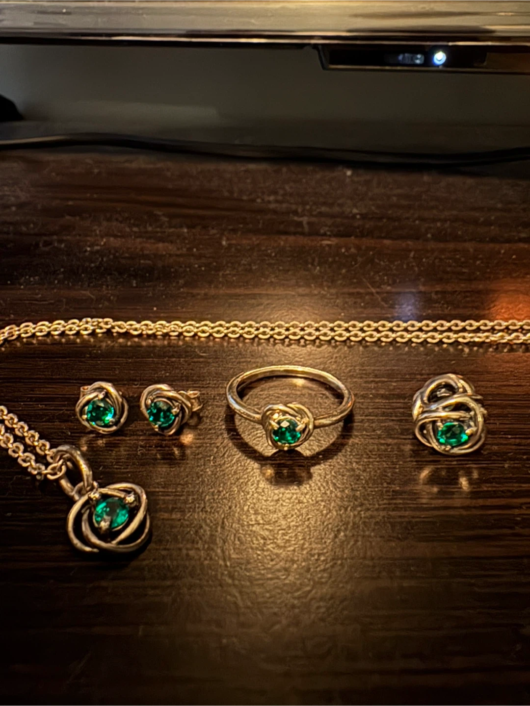Pandora Sterling Silver Emerald Set